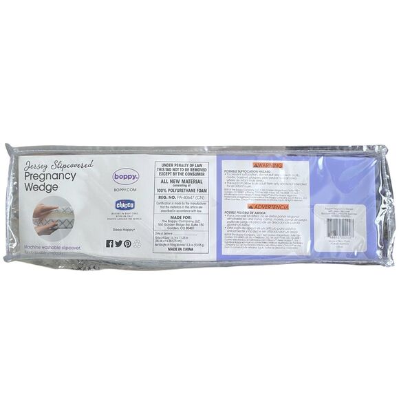 Boppy Pregnancy Pillow Wedge with Cover Belly Support Maternity Wedge White Gray - Picture 3 of 4